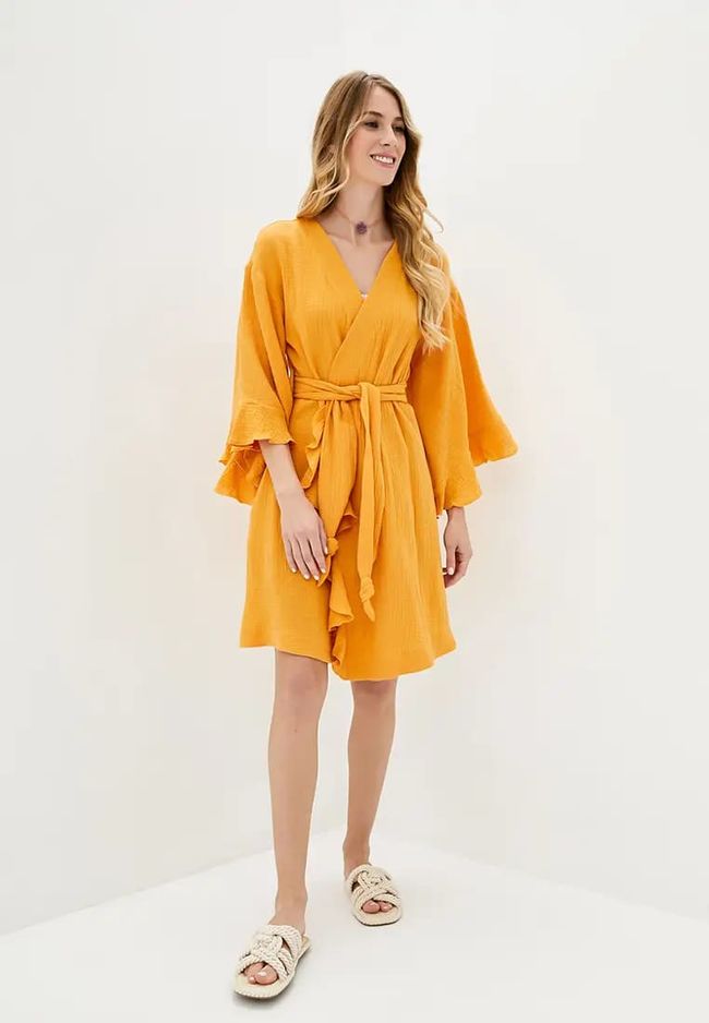 Muslin robe ORA 22070/2 Yellow S