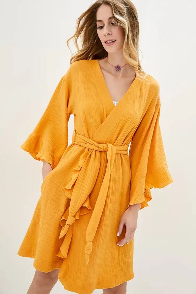 Muslin robe ORA 22070/2 Yellow S