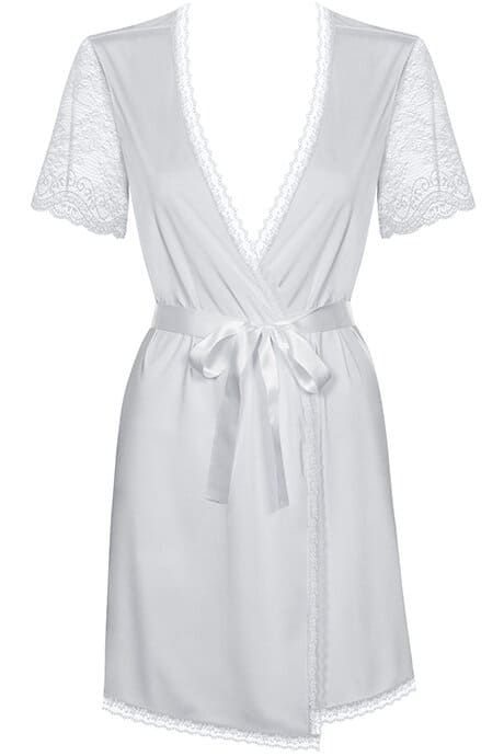 Obsessive Miamor robe with lace, White, L, XL, L/XL