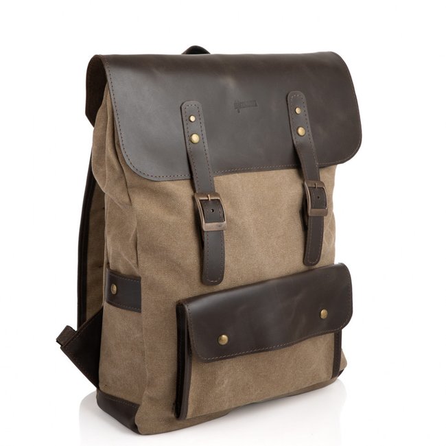 Рюкзак для ноутбука микс парусина+кожа TARWA RCs-9001-4lx, Светло-коричневый