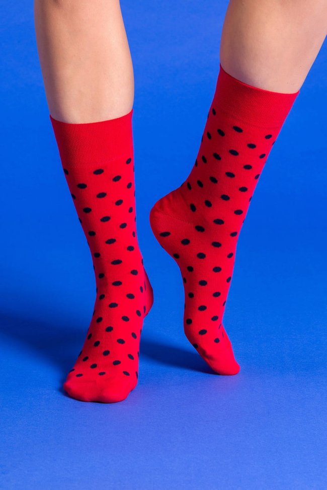 Socks Gabriella SK 008 Cotton Red with polka dots 35/38