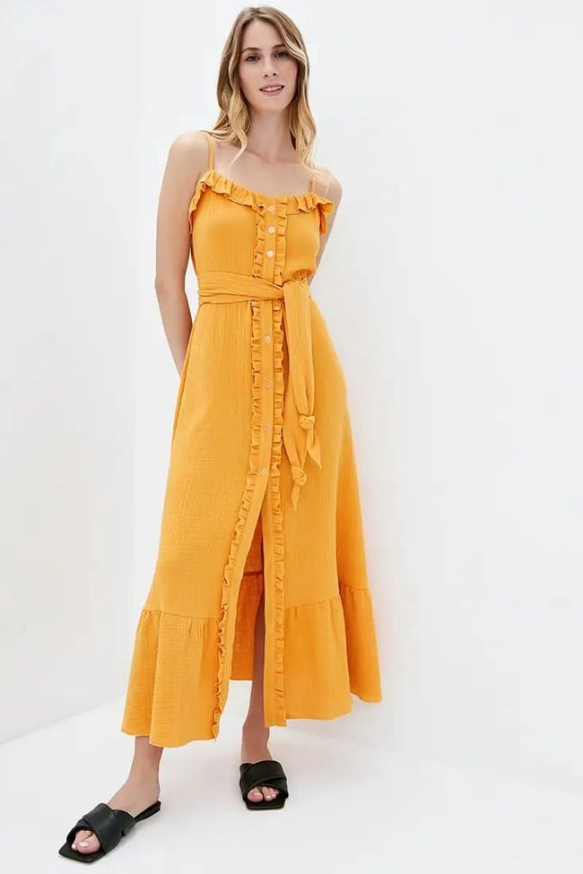 Long muslin sundress ORA 22007/2 Yellow XL