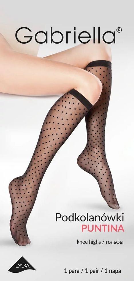 Gabriella Puntina Polka Dot Thigh Socks 20 De, Black, ONE SIZE