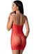 Openwork mini dress with thin straps Passion BS096 weaving on the chest, Red, ONE SIZE, ONE SIZE