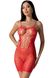 Openwork mini dress with thin straps Passion BS096 weaving on the chest, Red, ONE SIZE, ONE SIZE