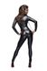 Jumpsuit Noir Handmade F162 Powerwetlook overall with leash and two-way zipper, Black, 3XL, 3XL