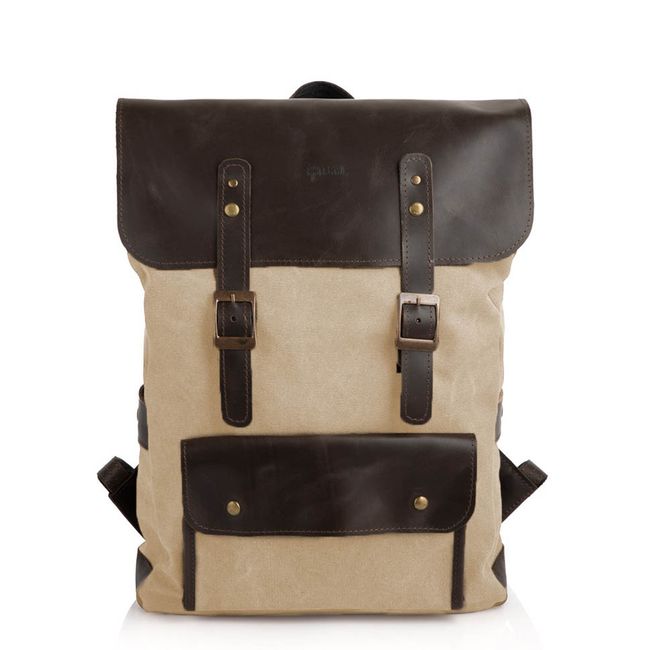 Рюкзак для ноутбука микс парусина+кожа TARWA RCs-9001-4lx, Бежевый