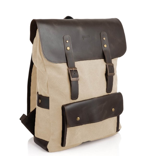Рюкзак для ноутбука микс парусина+кожа TARWA RCs-9001-4lx, Бежевый