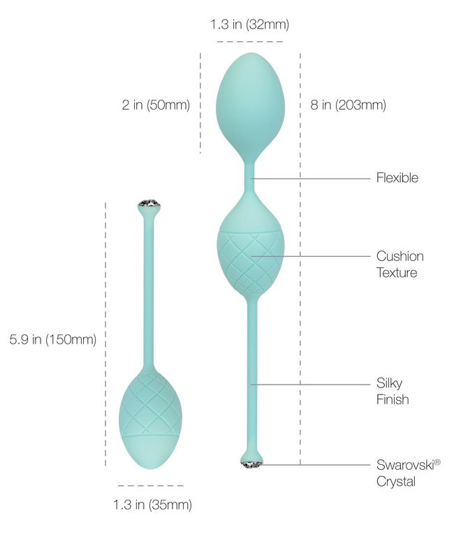 Роскошные вагинальные шарики PILLOW TALK - Frisky с кристаллом, диаметр 3,2см, вес 49-75гр SO2722 фото