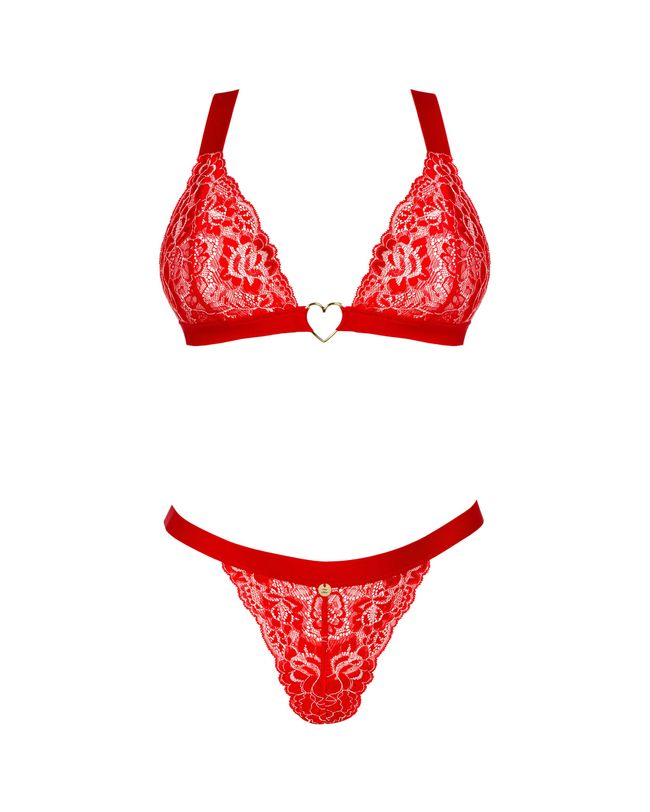 Sexy bra and panty set Obsessive Elianes set Red XL/2XL