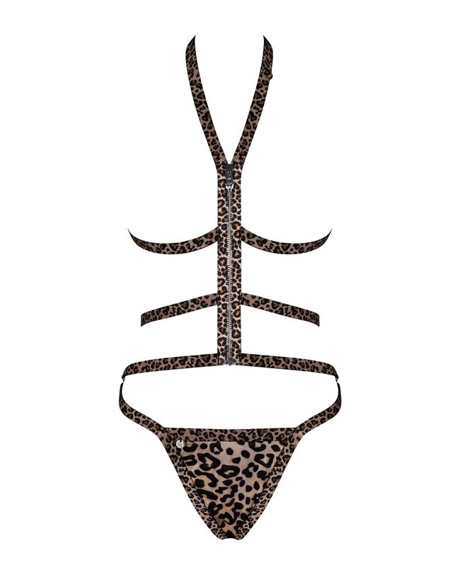 Leopard Print Strap Open Cup Set Obsessive Tigrita set, Леопардовый, S, M, L, S/M/L