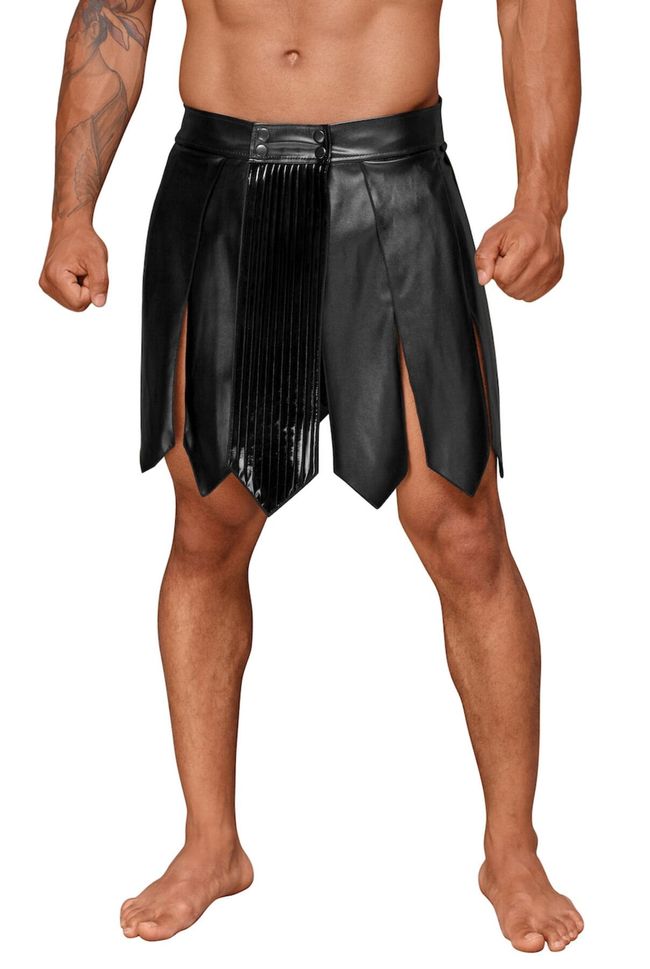 Men's gladiator skirt Noir Handmade H053 Eco leather men's gladiator skirt, Black, L