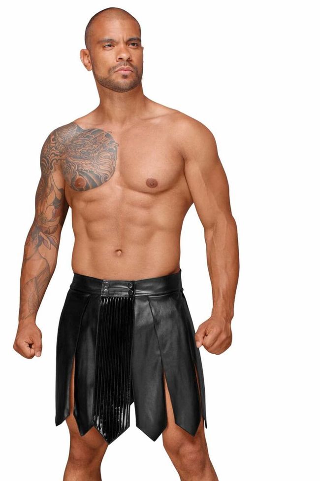 Men's gladiator skirt Noir Handmade H053 Eco leather men's gladiator skirt, Black, L