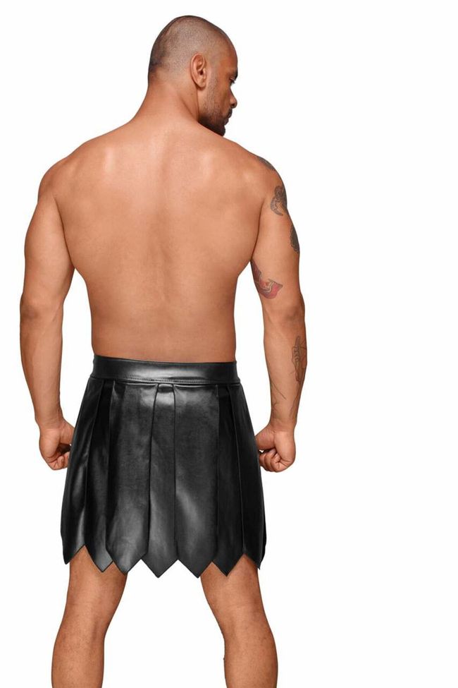 Men's gladiator skirt Noir Handmade H053 Eco leather men's gladiator skirt, Black, L