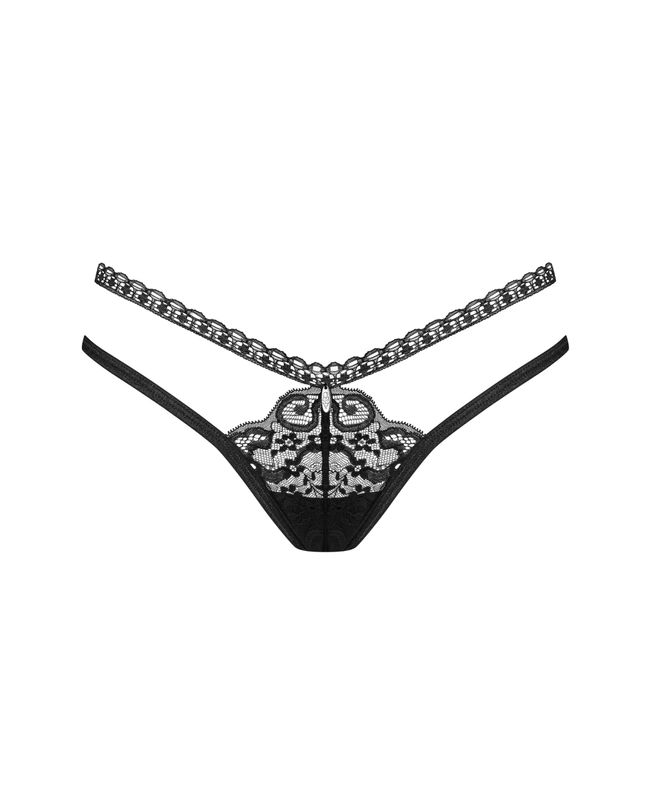 Sexy Thong Obsessive Blomentis, Black, XS, S