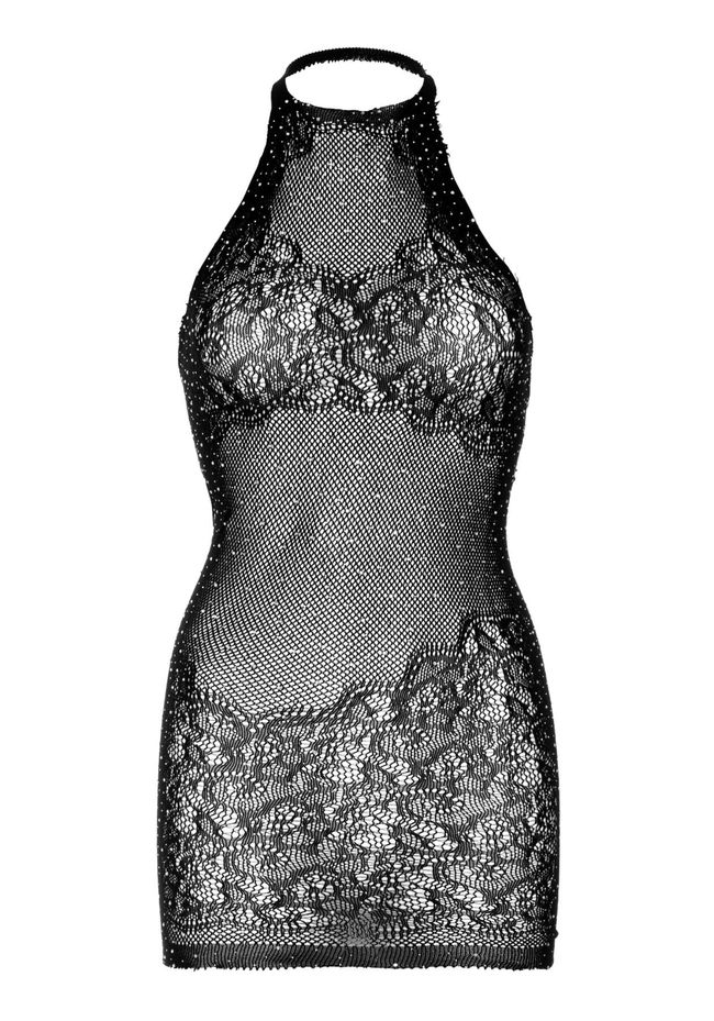 Ажурное мини-платье со стразами Leg Avenue Rhinestone halter mini dress SO7882 фото