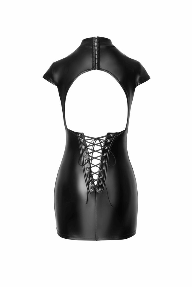 Mini dress Noir Handmade F309 Fantasy wetlook Black S