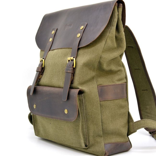 Рюкзак для ноутбука микс парусина+кожа TARWA RCs-9001-4lx, Хаки