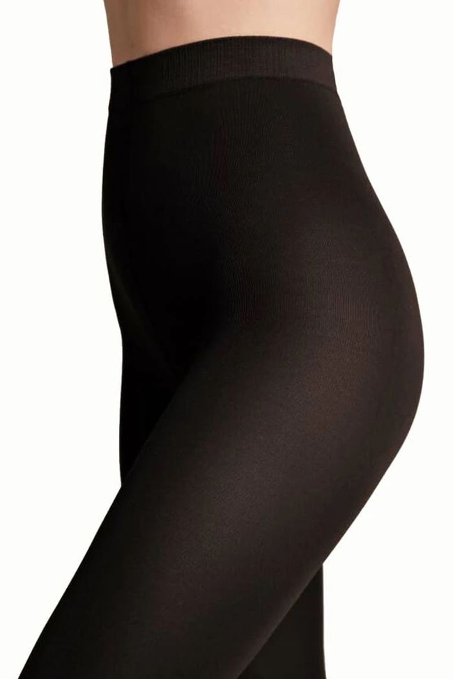 Cotton tights ORO Arctica Classic Cotton 350 den without panty part, Black, 3, 3