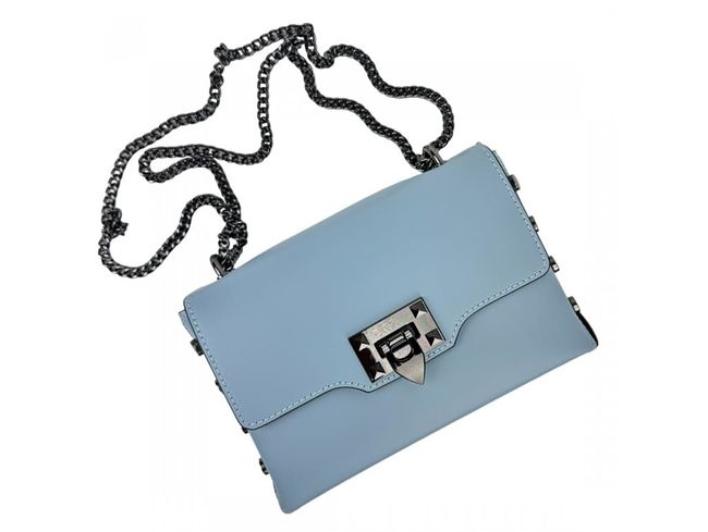 Women's leather bag with chain Firenze Italy F-IT-9812BL, Голубой