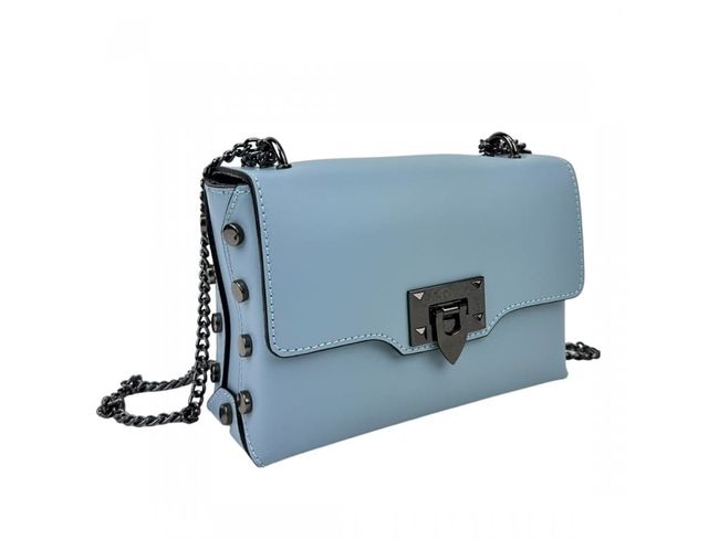 Women's leather bag with chain Firenze Italy F-IT-9812BL, Голубой