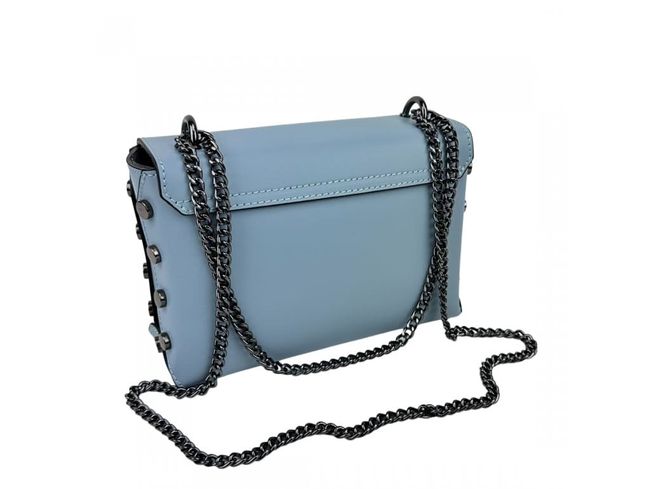 Women's leather bag with chain Firenze Italy F-IT-9812BL, Голубой