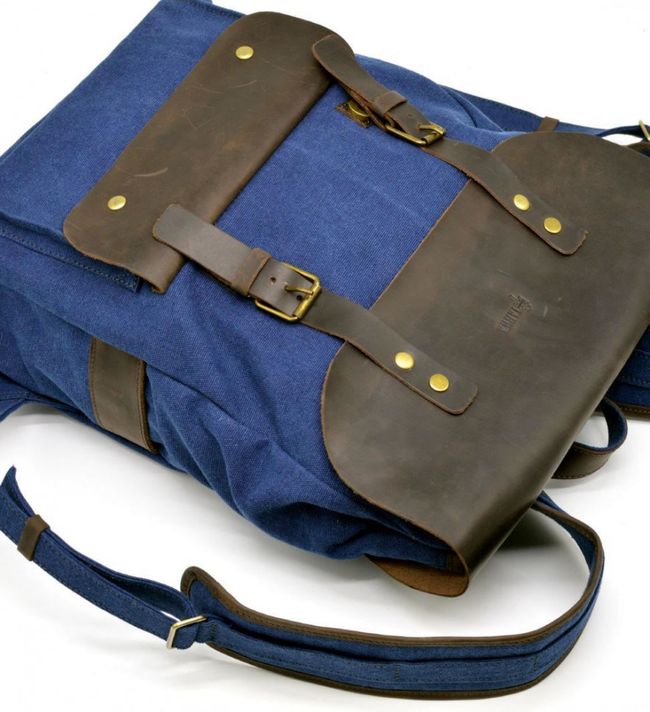 Рюкзак для ноутбука микс парусина+кожа TARWA RCs-9001-4lx, Темно-синий