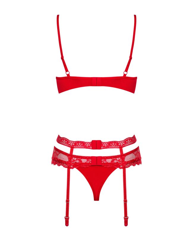 Set with garter belt Obsessive Heartina set Red S/M