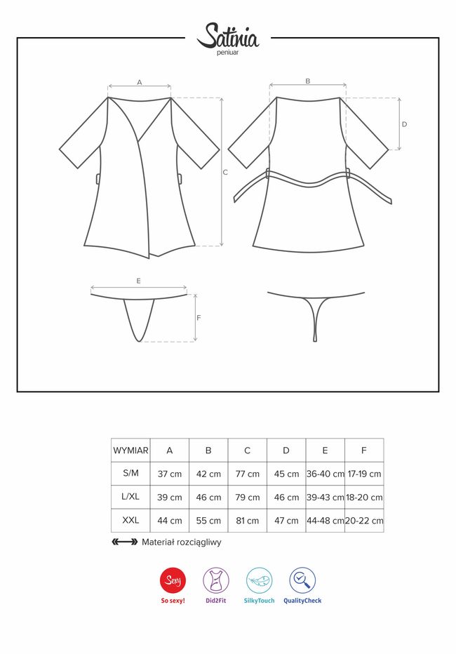 Женский атласный халатик со стрингами Obsessive Satinia robe 65230 фото
