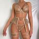 Lace set with belt and garters HB 30/44, Світло коричневий, XL