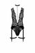 Bodysuit with garter pages Noir Handmade F297 Libido Deep-V bodysuit Black 3XL