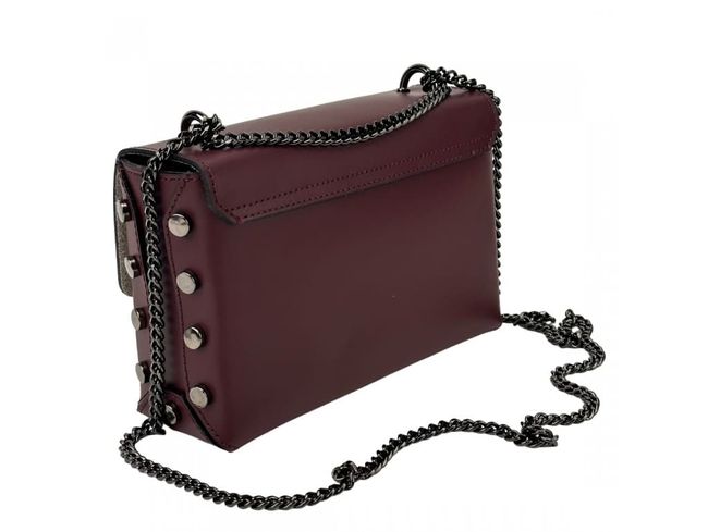 Women's leather bag with chain Firenze Italy F-IT-9812BO, Бордовый