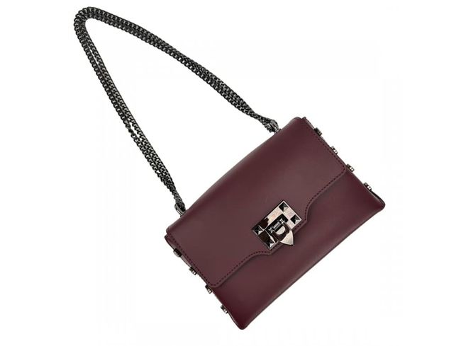 Women's leather bag with chain Firenze Italy F-IT-9812BO, Бордовый