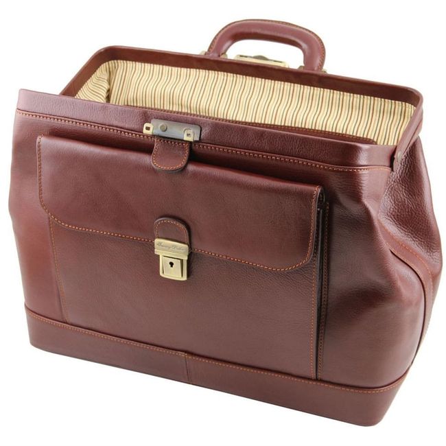 Кожаная докторсая сумка саквояж от Tuscany Leonardo TL142072, Тёмно-коричневый