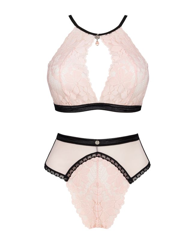 Lace set Obsessive Lilines set, Світло-рожевий, S, M, S/M