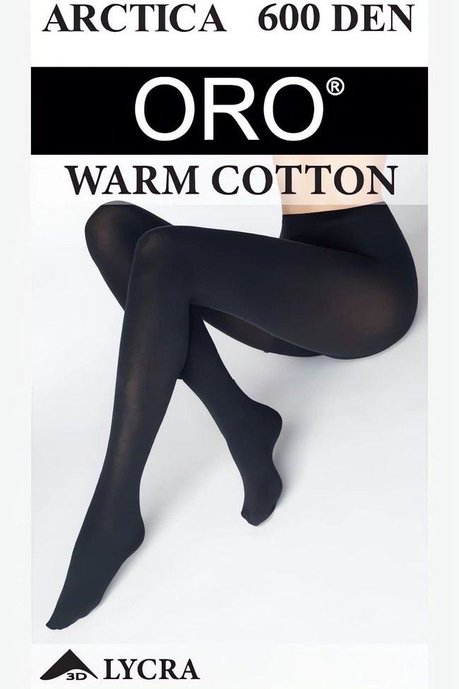 Insulated terry tights ORO Arctica Warm Cotton 600 den Black 2