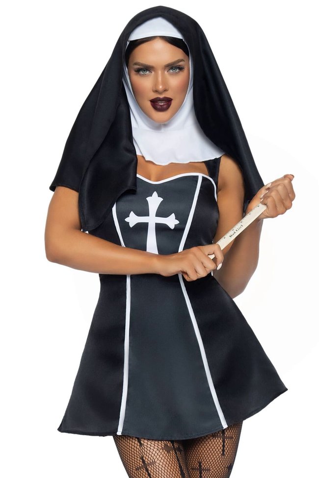 Костюм монахини Leg Avenue Naughty Nun Черный L SO8552 фото