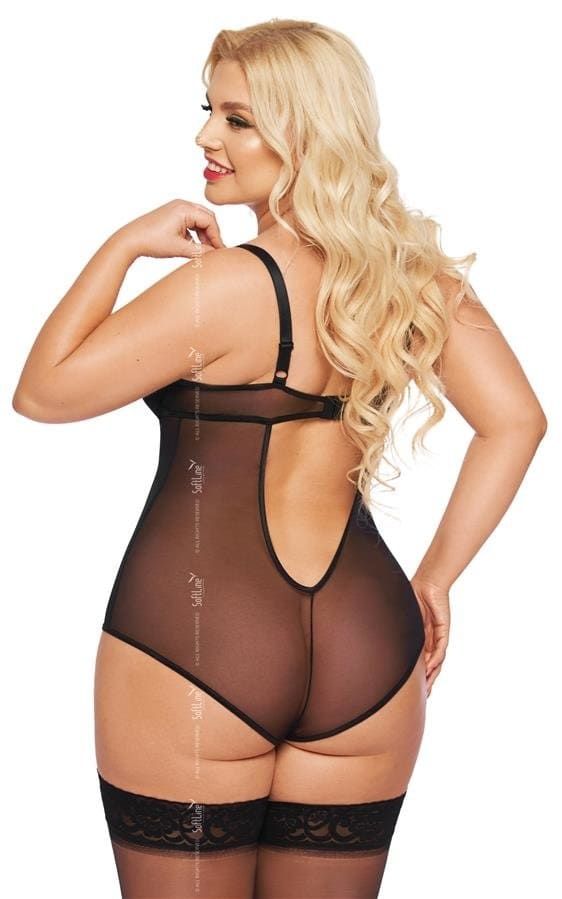 Softline Amanda Sheer Cutout Bodysuit, Black, 2XL