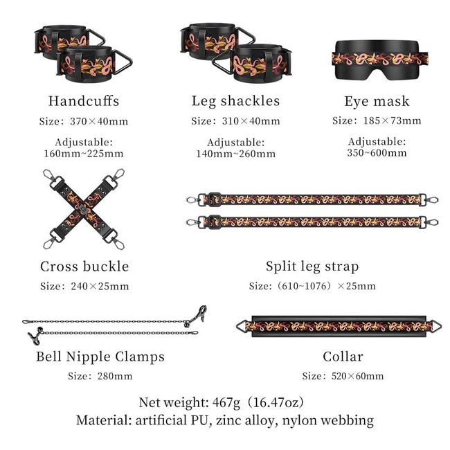БДСМ-набор LOCKINK The Flowering Serpent Bondage Set, 7 шт. Черный SX0901 фото