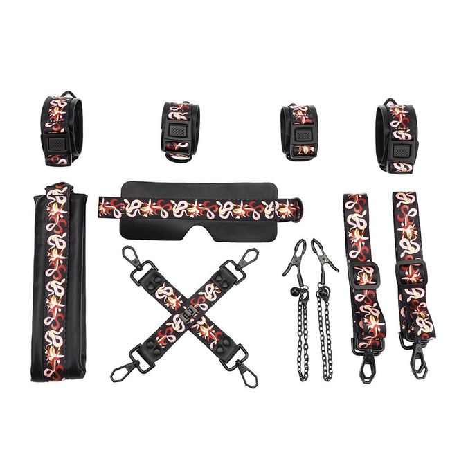 БДСМ-набор LOCKINK The Flowering Serpent Bondage Set, 7 шт. Черный SX0901 фото