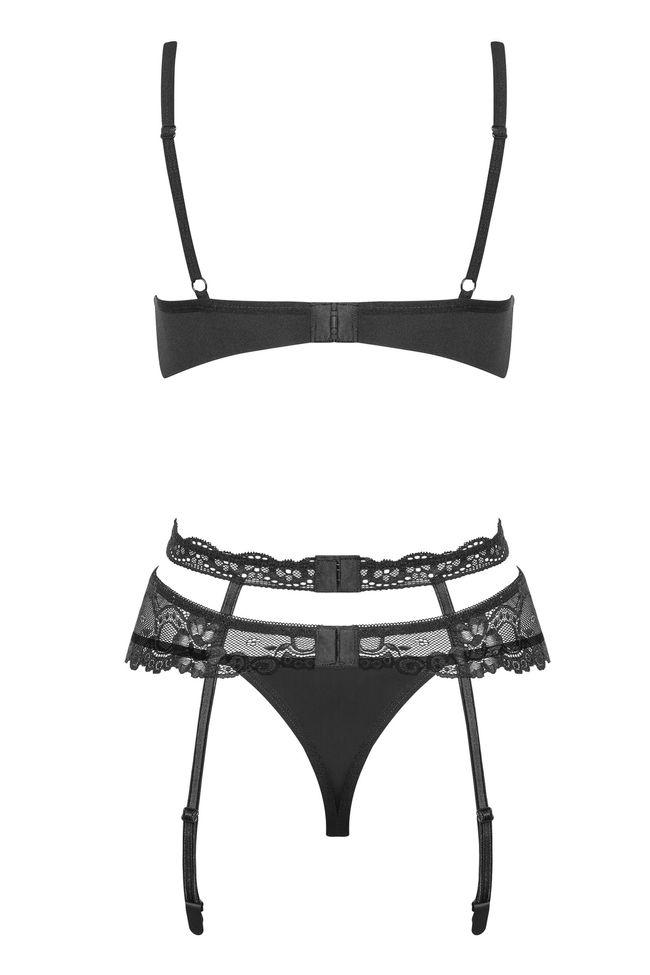 Set with garter belt Obsessive Heartina set Black S/M