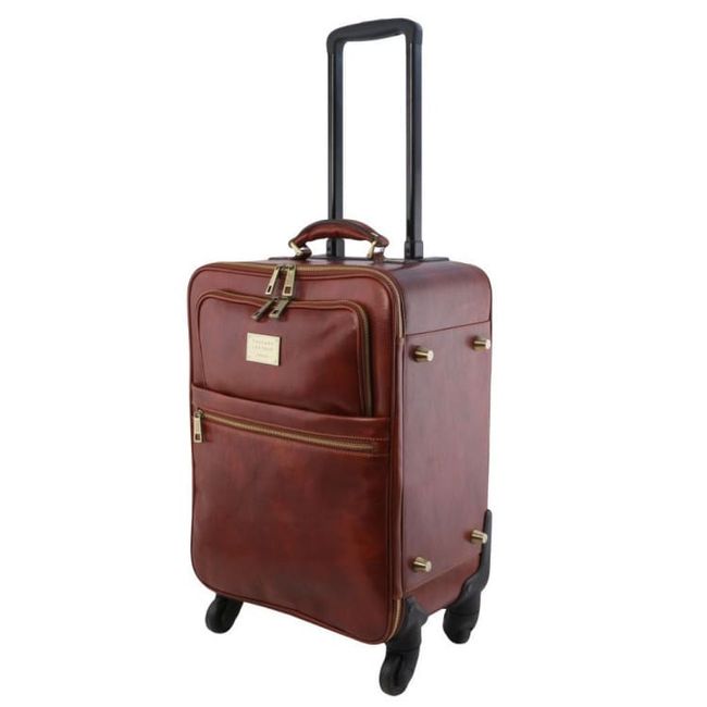 Дорожный кожаный чемодан на 4х колесах TL Voyager TL141911 Tuscany, Черный