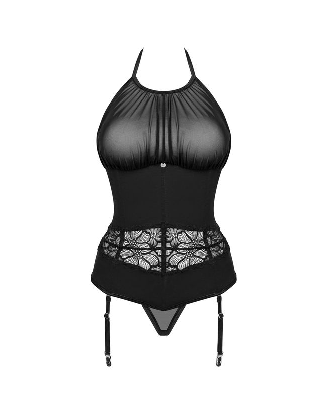 Корсет Obsessive Serafia corset Чорний XL/2XL 99586 фото