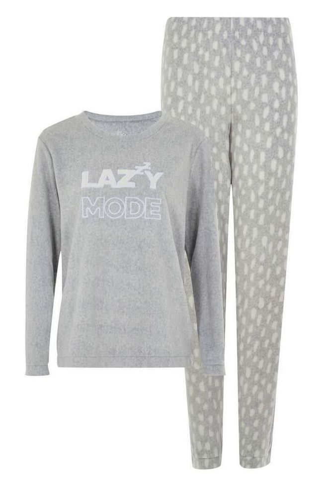 Флисовая пижама с длинными рукавами Primark Lazy Mode Light Gray Светло-серая XL MR0005 фото