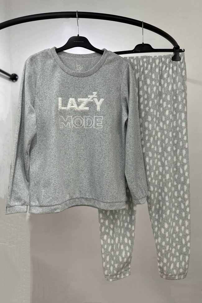 Primark Lazy Mode Light Gray Long Sleeve Fleece Pyjamas, Светло-серый, XL