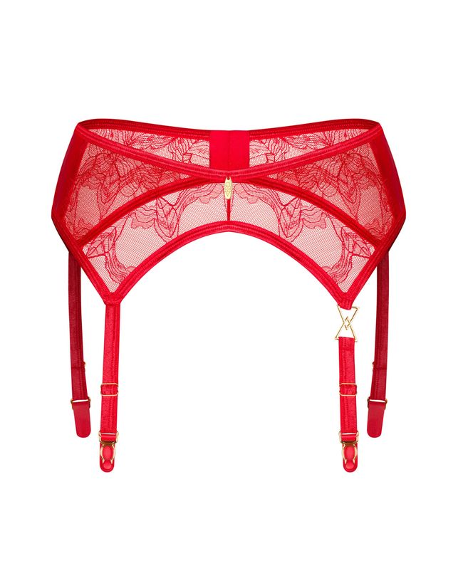 Obsessive Aliosa Lace Garter Belt, Red, 2XL, 3XL, 2XL/3XL