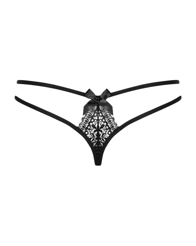 Thong with two straps Obsessive Intensa double Black L/XL