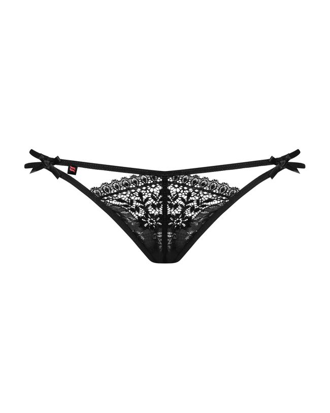 Thong with two straps Obsessive Intensa double Black L/XL