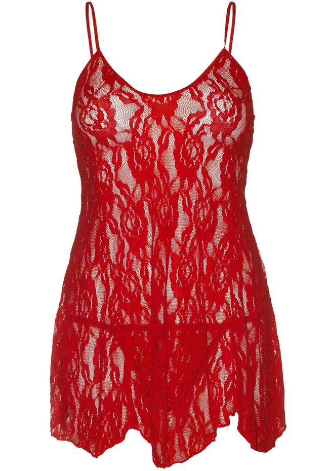 Leg Avenue Rose Lace Flair Chemise One Size Red