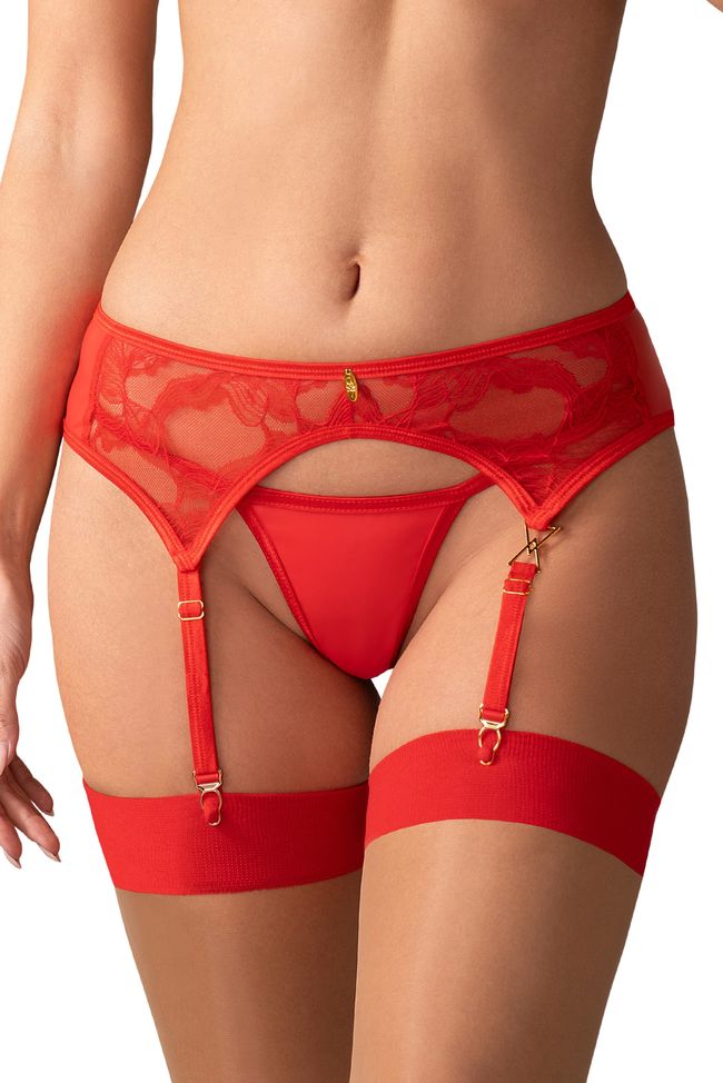 Obsessive Aliosa Lace Garter Belt, Red, 2XL, 3XL, 2XL/3XL